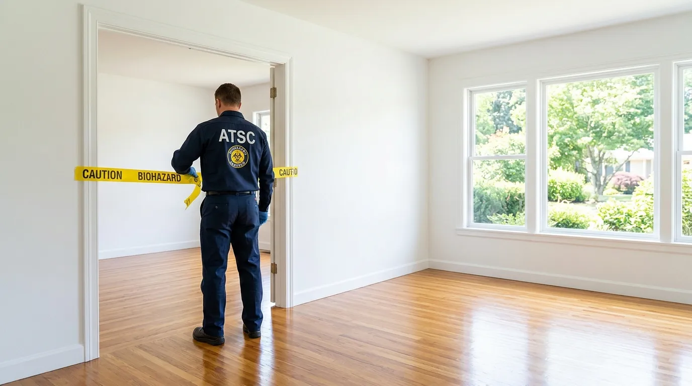 Certified biohazard cleanup crew performing Trauma Scene Cleanup in Lakes of the Four Seasons